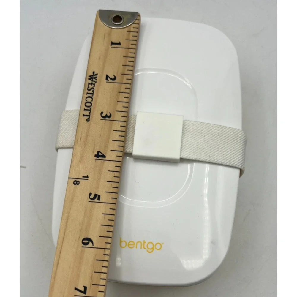 Bentgo Bento Lunch Box Yellow White Food Container Utensils Strap Microwave Safe